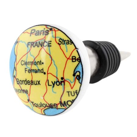 France Map Flat Ceramic Wine Bottle Stopper
